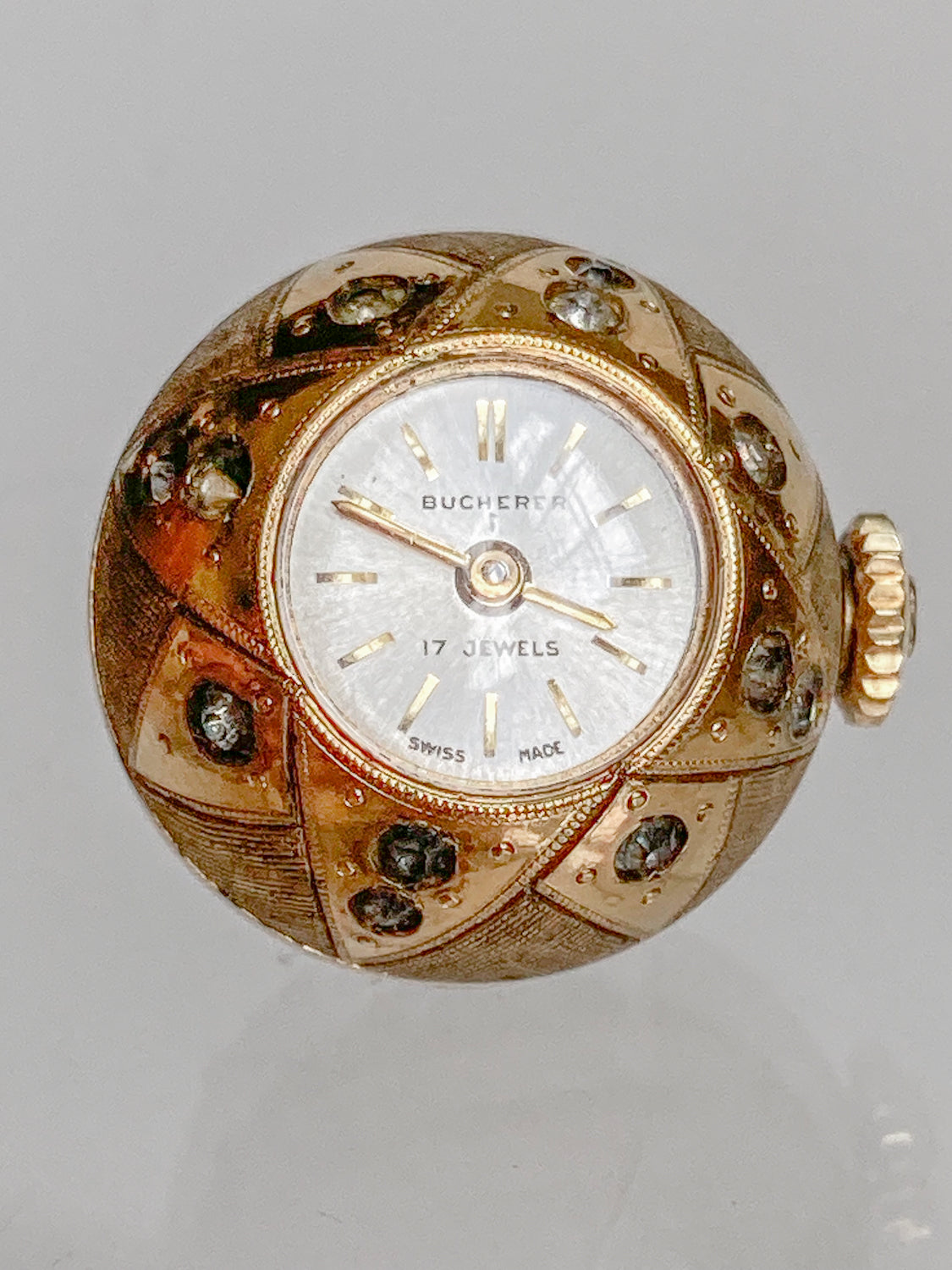 Vintage Bucherer Gold Tone White Enamel Ball Pendant Watch | eBay