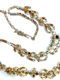 Vintage Sarah Coventry Sunshine Yellow Clear Rhinestone Jewelry Set White Background Backs