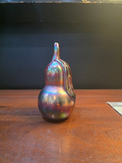 Vintage Handblown St. Clair Iridescent Pear Large Glass Paperweight