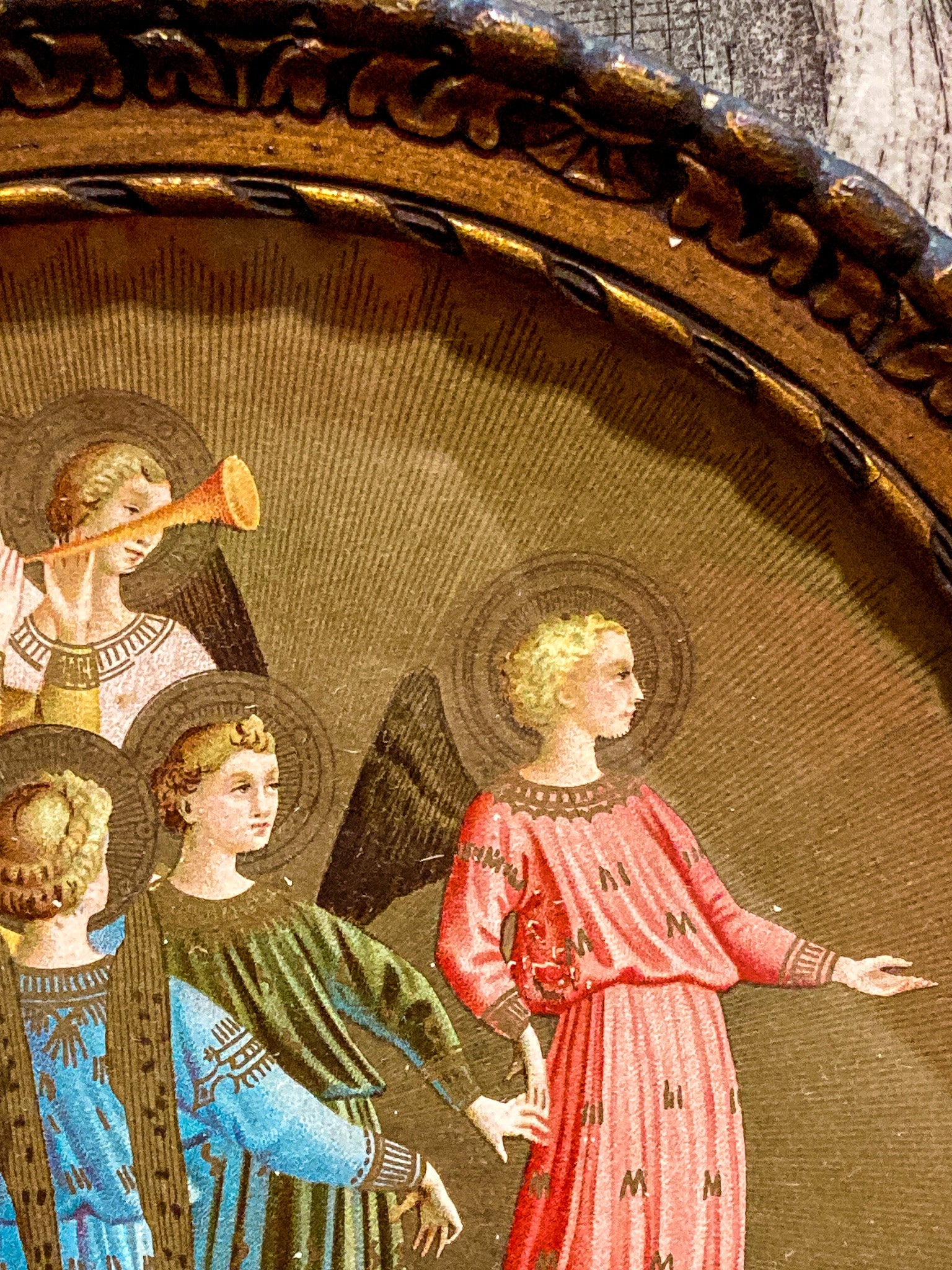 1920s Miniature Group of Angels Wunderly Brothers Retail Circular Painting