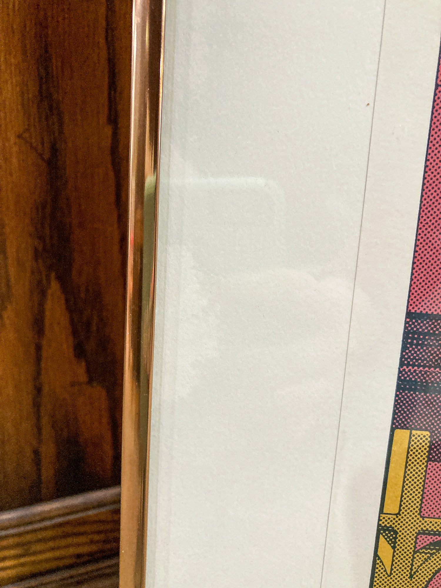 1978 Hugh Kepets Pink Gold Architectural Abstract Framed Offset Lithograph