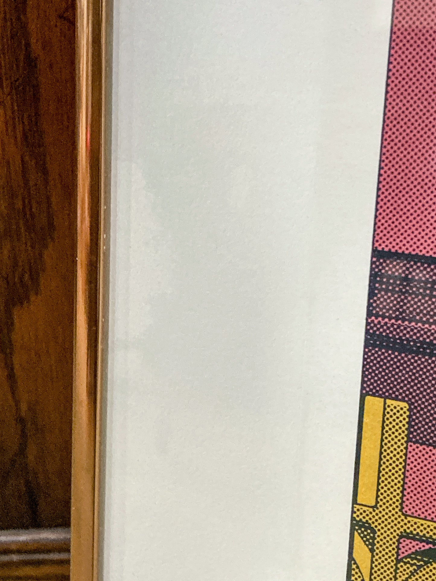 1978 Hugh Kepets Pink Gold Architectural Abstract Framed Offset Lithograph