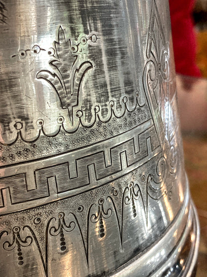 Beautiful Antique C1870 Silver Plated Cold Water Meriden Tankard Pitcher