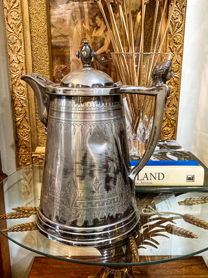 Beautiful Antique C1870 Silver Plated Cold Water Meriden Tankard Pitcher