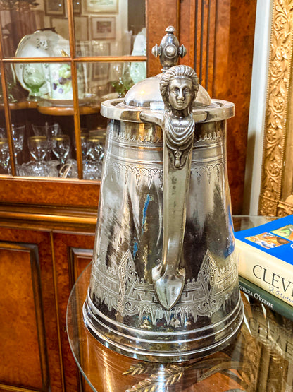 Beautiful Antique C1870 Silver Plated Cold Water Meriden Tankard Pitcher