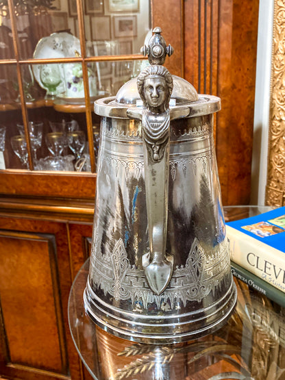 Beautiful Antique C1870 Silver Plated Cold Water Meriden Tankard Pitcher