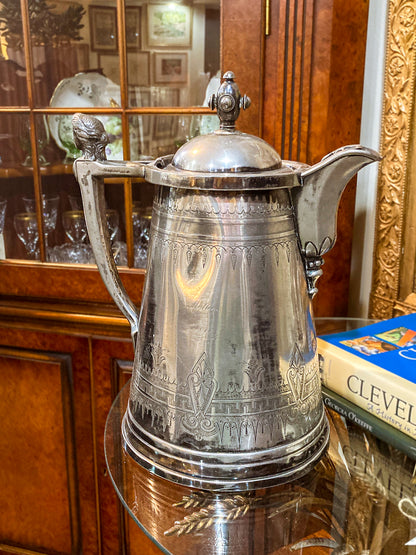 Beautiful Antique C1870 Silver Plated Cold Water Meriden Tankard Pitcher