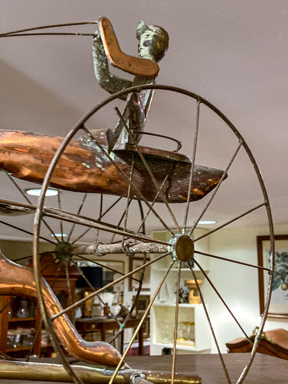 19th Century Style Reproduction Copper Horse Sulky Jockey Weathervane