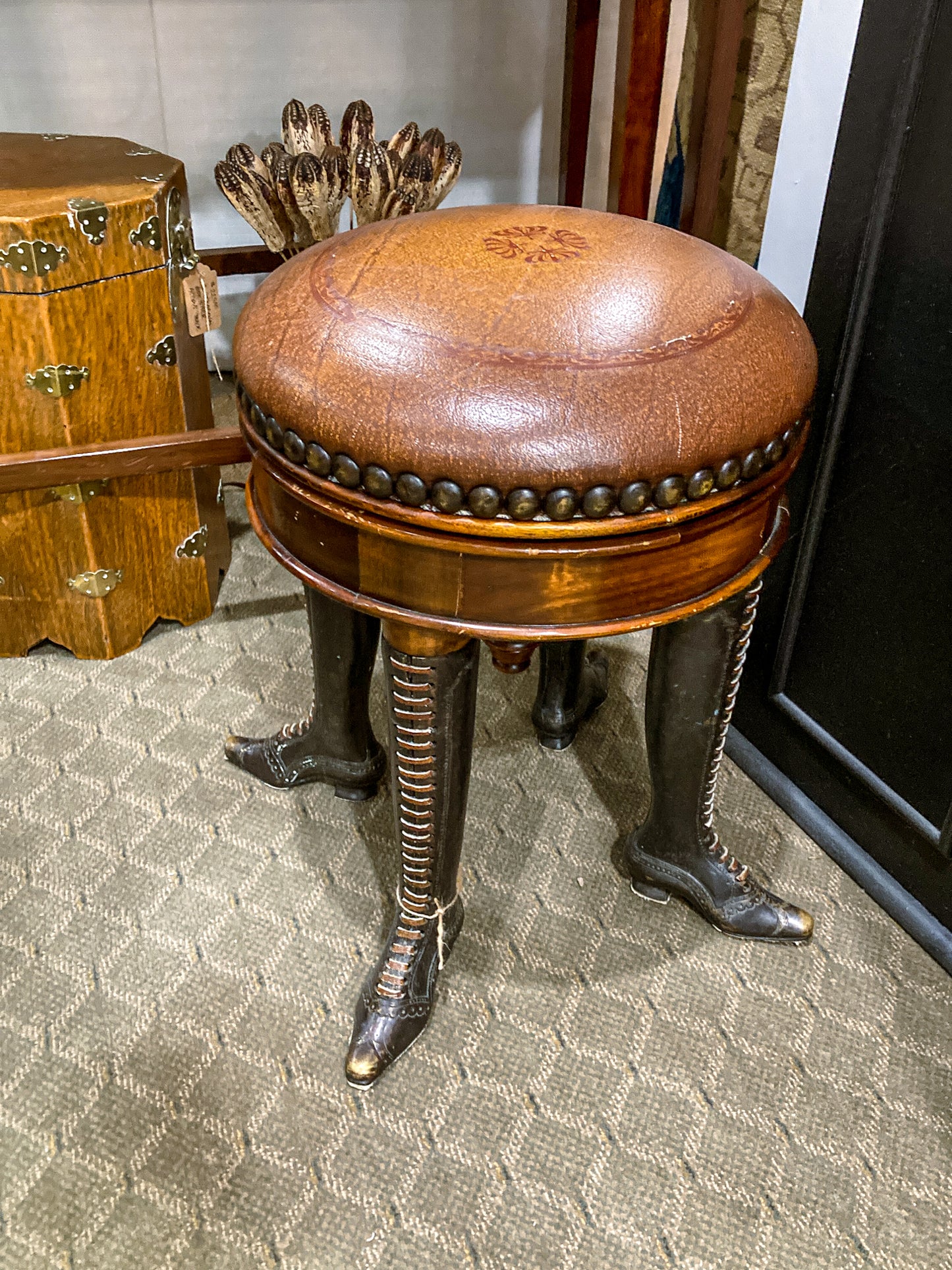 19th Century Reproduction Theodore Alexander Can-Can Adjustable Piano Stool