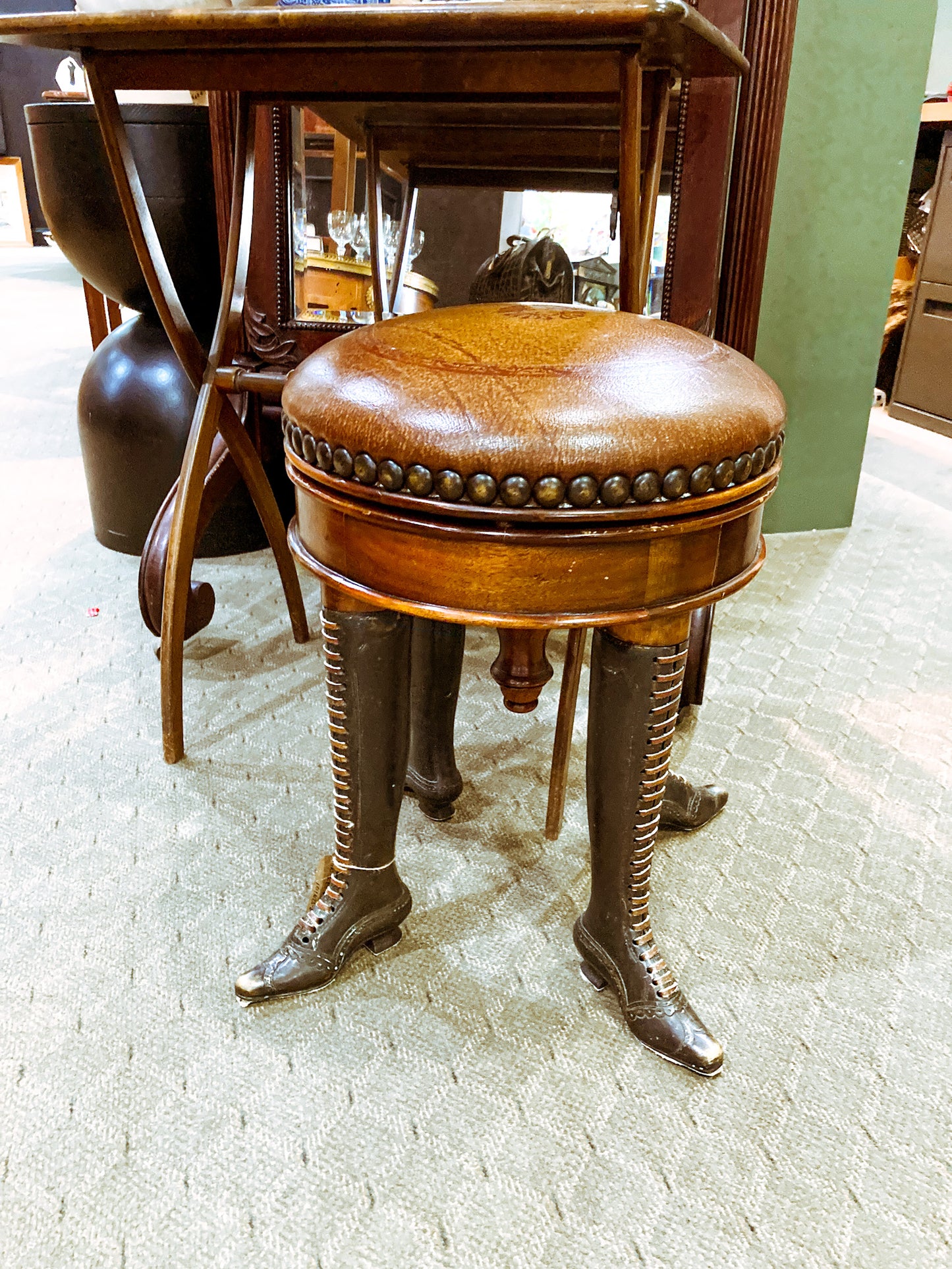 19th Century Reproduction Theodore Alexander Can-Can Adjustable Piano Stool