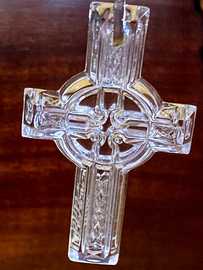 2004 Waterford Clear Crystal Celtic Cross Sterling Silver Pendant Necklace