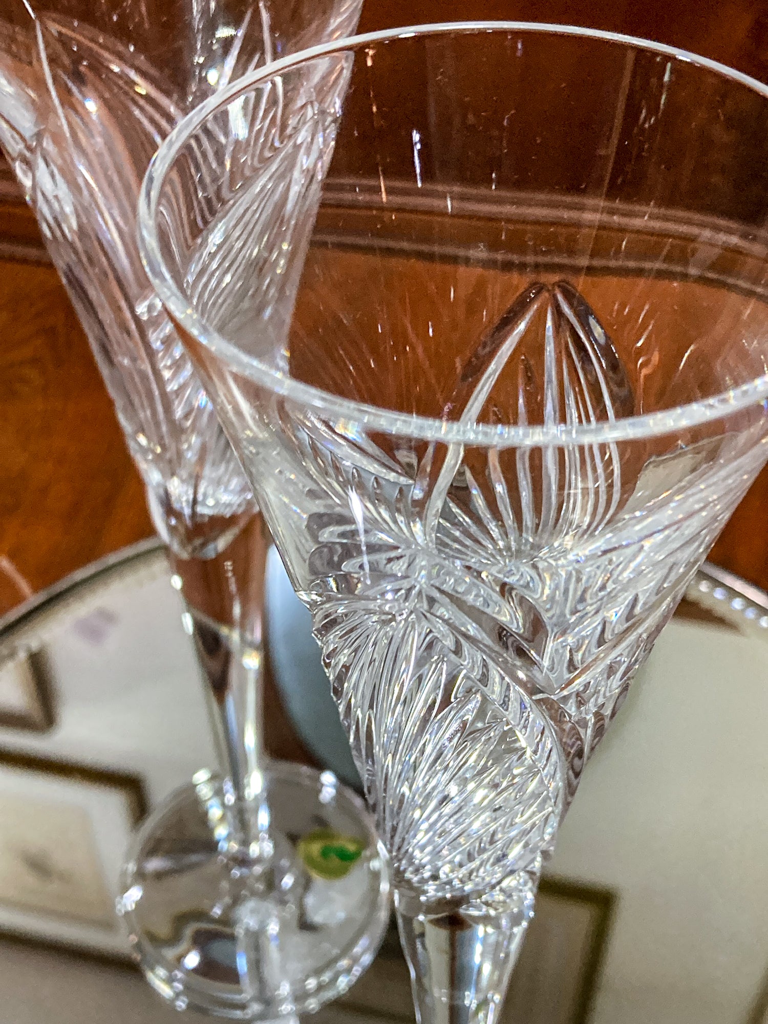 Waterford Clear Crystal 100 Years Times Square Tapered Champagne Flutes Pair