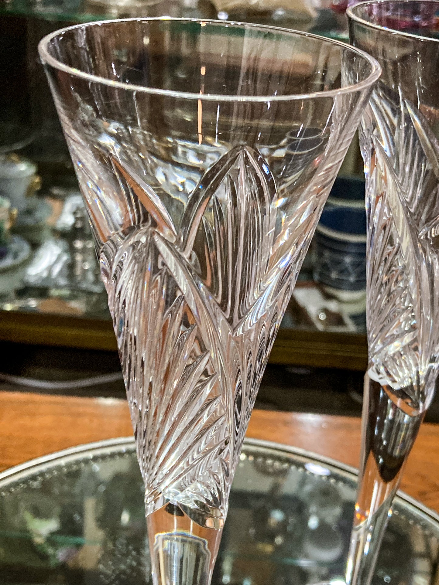 Waterford Clear Crystal 100 Years Times Square Tapered Champagne Flutes Pair