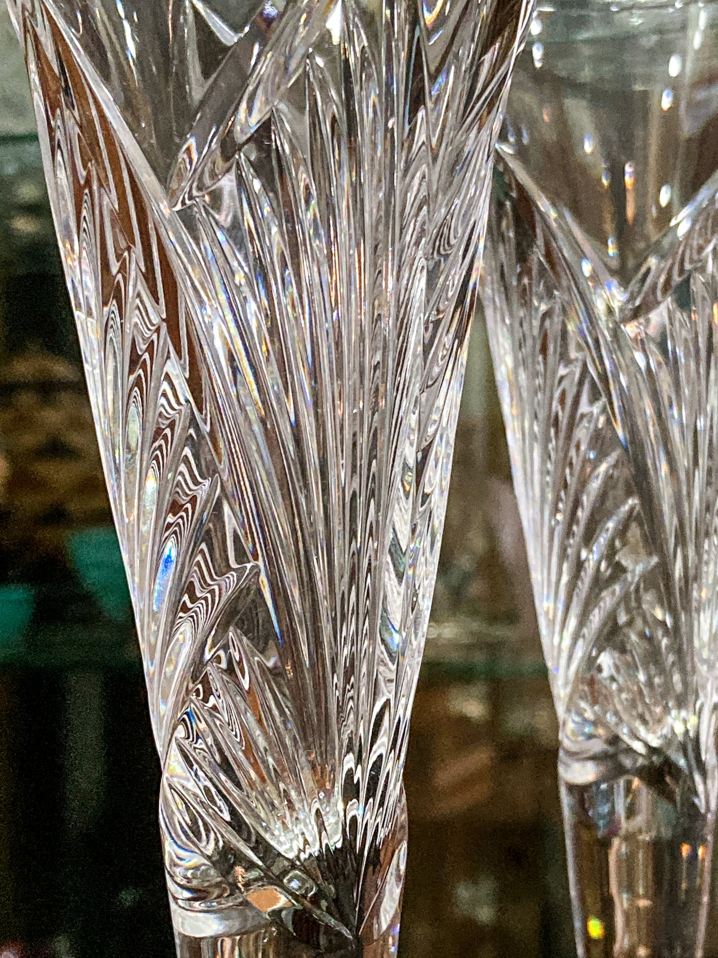 Waterford Clear Crystal 100 Years Times Square Tapered Champagne Flutes Pair