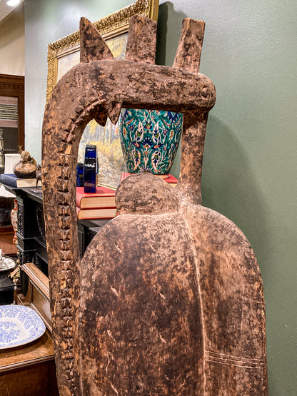 20th Century Hand Carved Senufo Sejen African Hornbill Wooden Sculpture