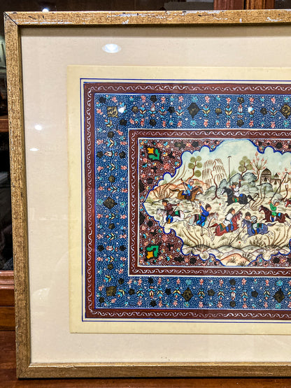 20th Century Original Hand-Painted Faux Ivory Framed Persian Miniature Painting