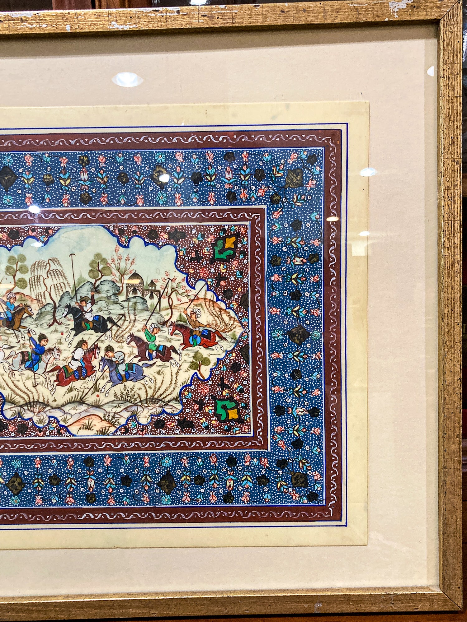 20th Century Original Hand-Painted Faux Ivory Framed Persian Miniature Painting