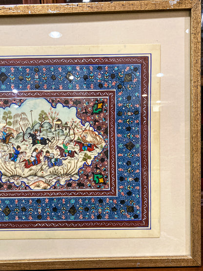 20th Century Original Hand-Painted Faux Ivory Framed Persian Miniature Painting