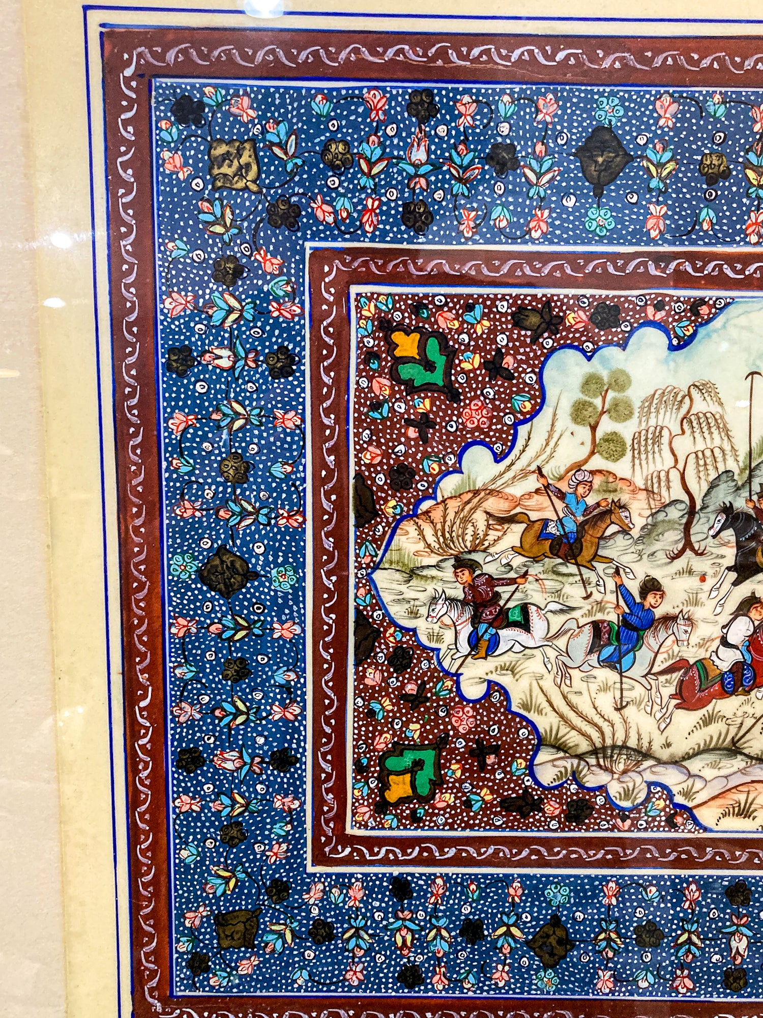 20th Century Original Hand-Painted Faux Ivory Framed Persian Miniature Painting