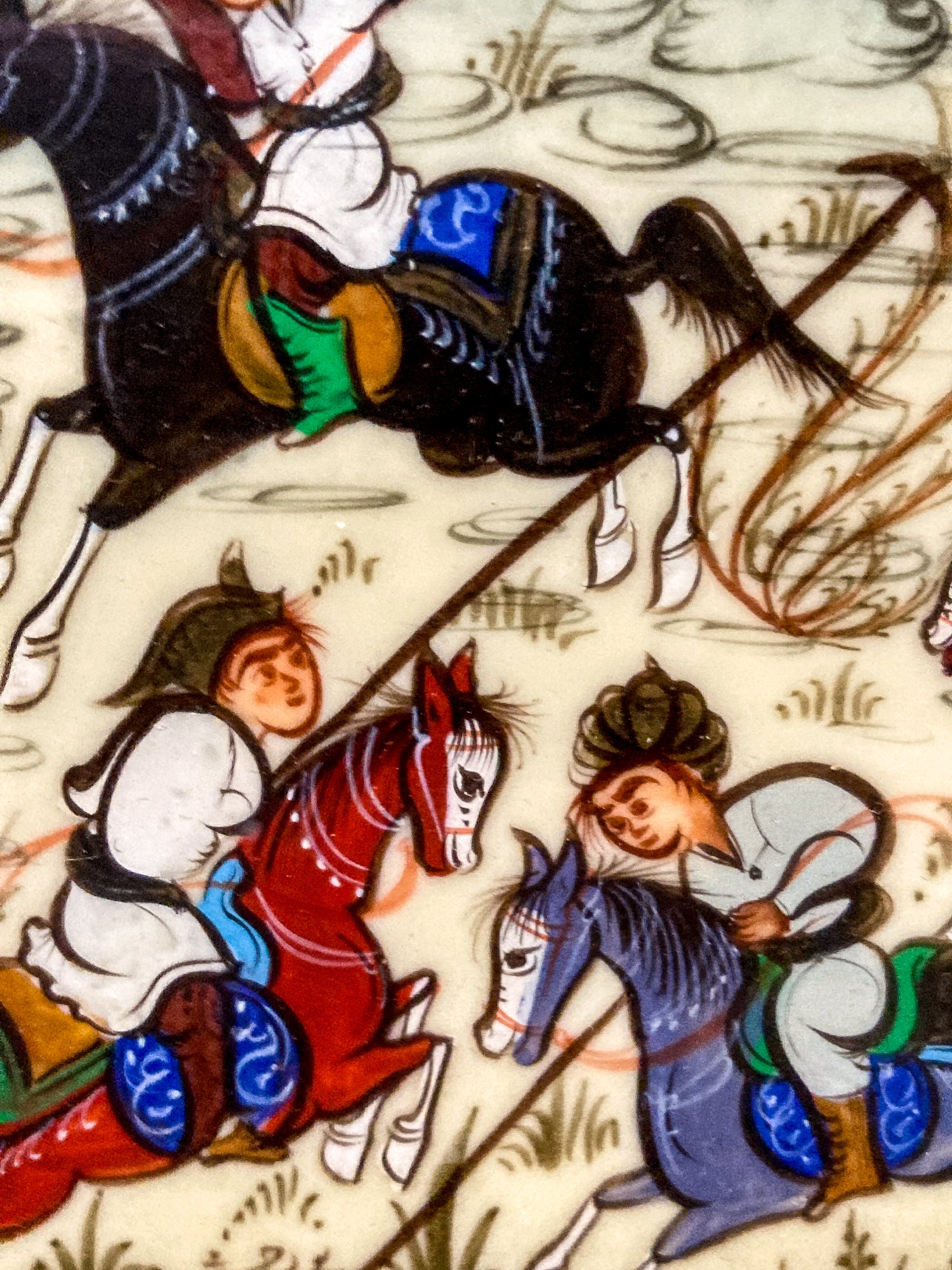 20th Century Original Hand-Painted Faux Ivory Framed Persian Miniature Painting