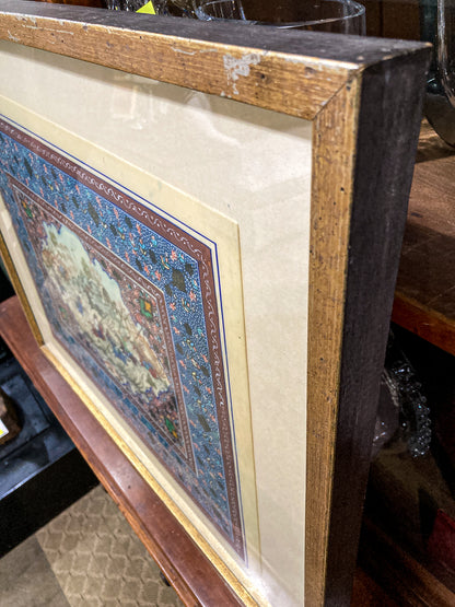 20th Century Original Hand-Painted Faux Ivory Framed Persian Miniature Painting