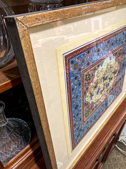 20th Century Original Hand-Painted Faux Ivory Framed Persian Miniature Painting