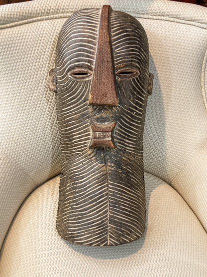 20th Century Vintage African Songye Kifwebe Hand Carved Wooden Mask