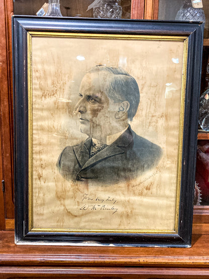 Antique 1800's President Mckinley Campaign Portrait Framed Lithograph