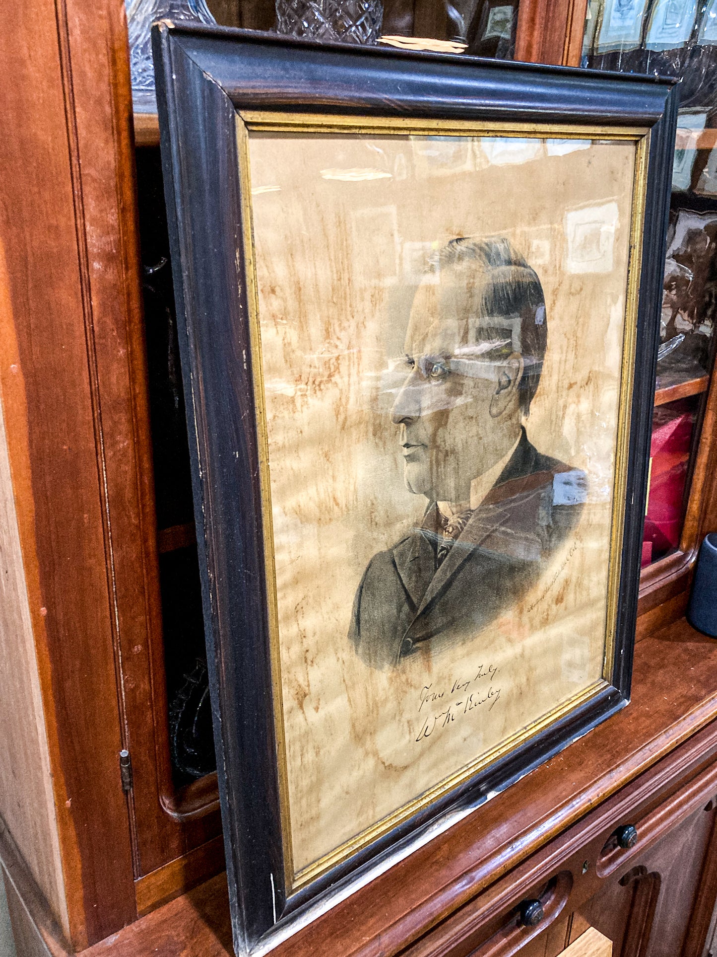 Antique 1800's President Mckinley Campaign Portrait Framed Lithograph