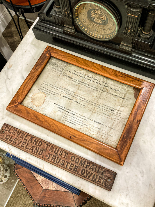 Antique 1820 President Andrew Jackson Signed Steubenville OH Framed Land Grant