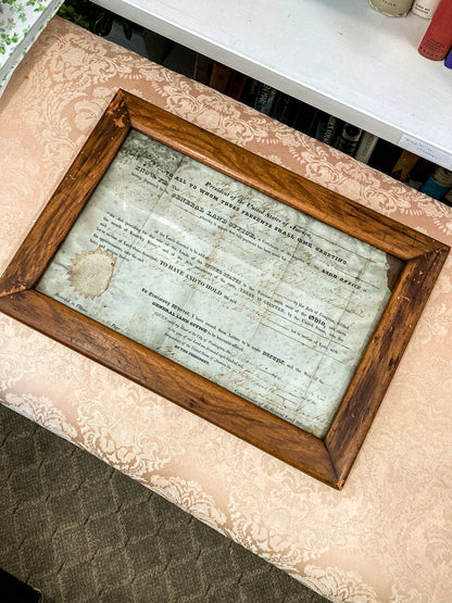 Antique 1820 President Andrew Jackson Signed Steubenville OH Framed Land Grant