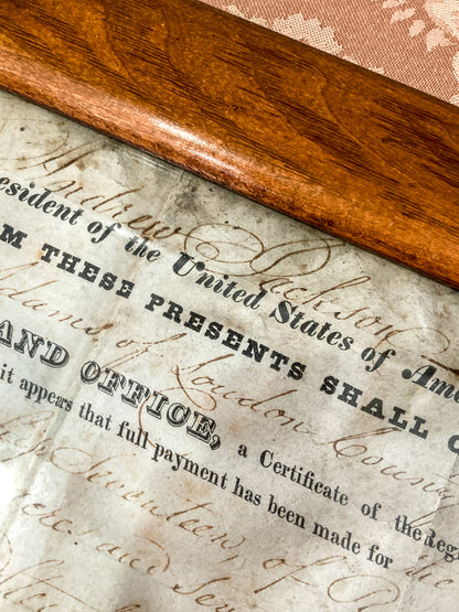 Antique 1820 President Andrew Jackson Signed Steubenville OH Framed Land Grant
