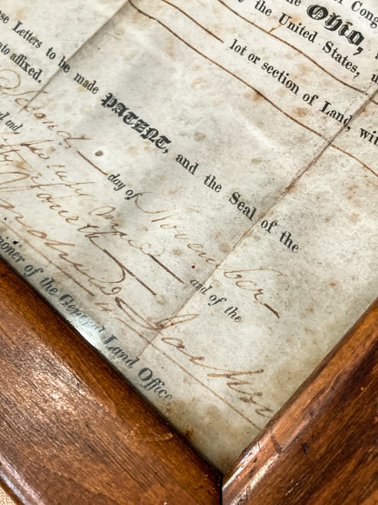 Antique 1820 President Andrew Jackson Signed Steubenville OH Framed Land Grant