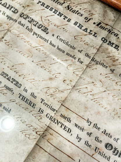 Antique 1820 President Andrew Jackson Signed Steubenville OH Framed Land Grant