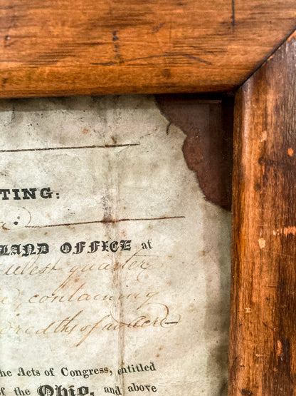 Antique 1820 President Andrew Jackson Signed Steubenville OH Framed Land Grant
