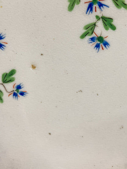 Antique Pair 1820 Shell-Shaped Blue Flower Gilt English Porcelain Bowls