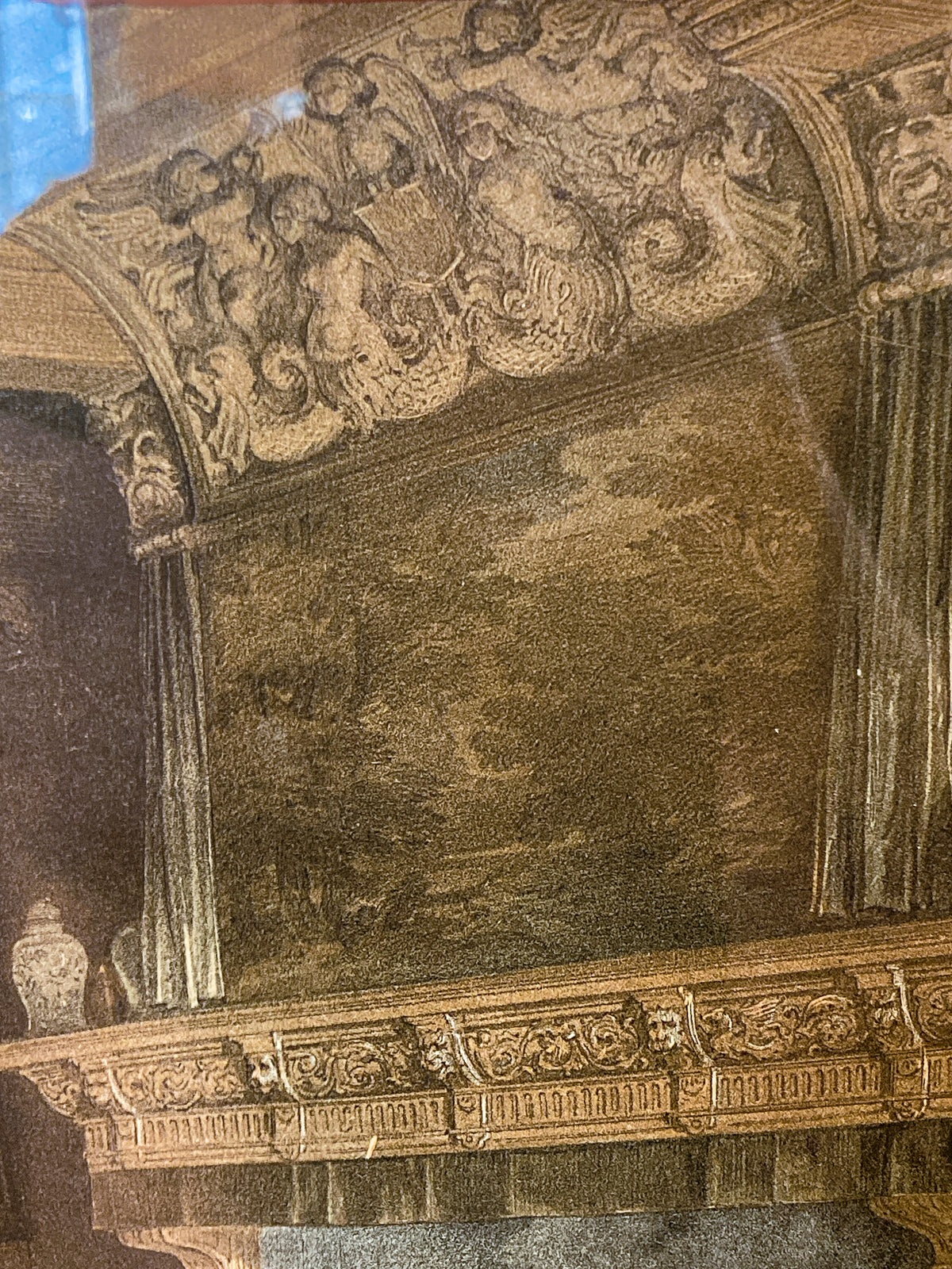 Antique 1845 Detailed 17th Century Interior Louis Haghe Framed Tinted Lithograph