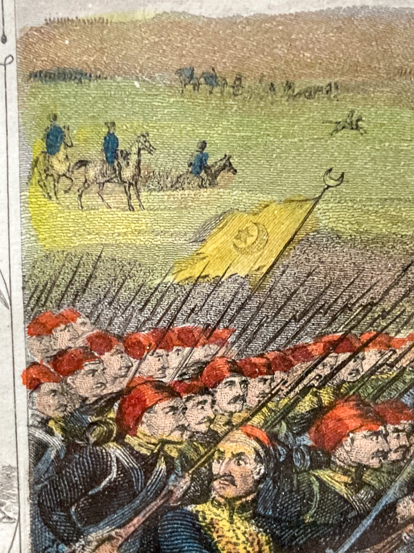 Antique 1854 Pair J. Hine W. Hulland Framed Crimean War Color Lithographs