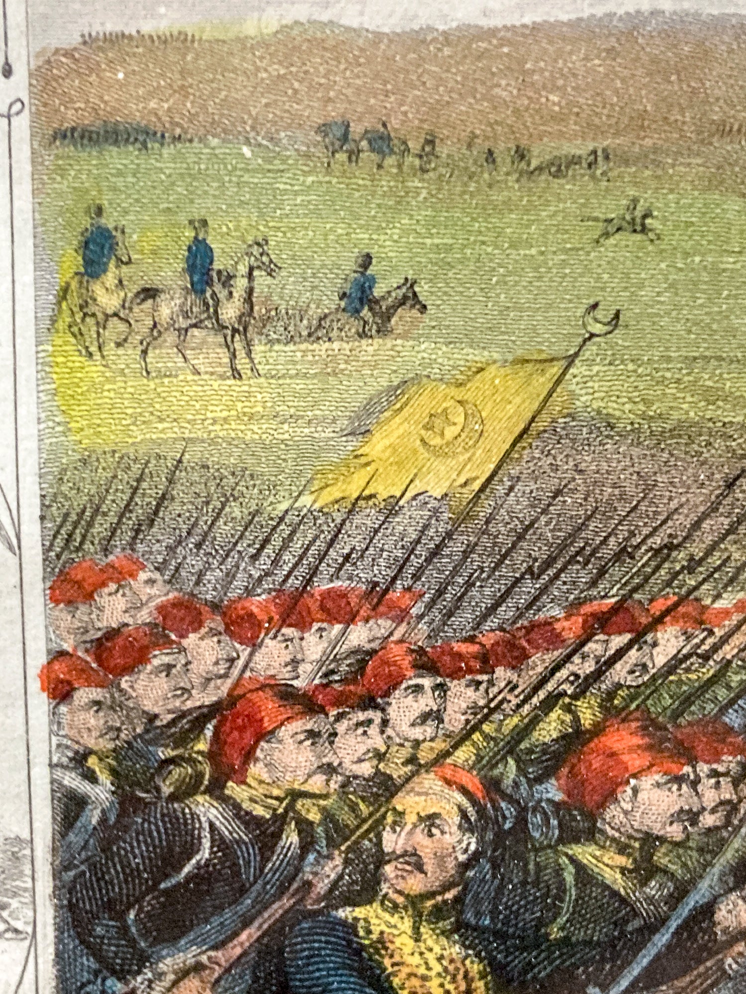 Antique 1854 Pair J. Hine W. Hulland Framed Crimean War Color Lithographs