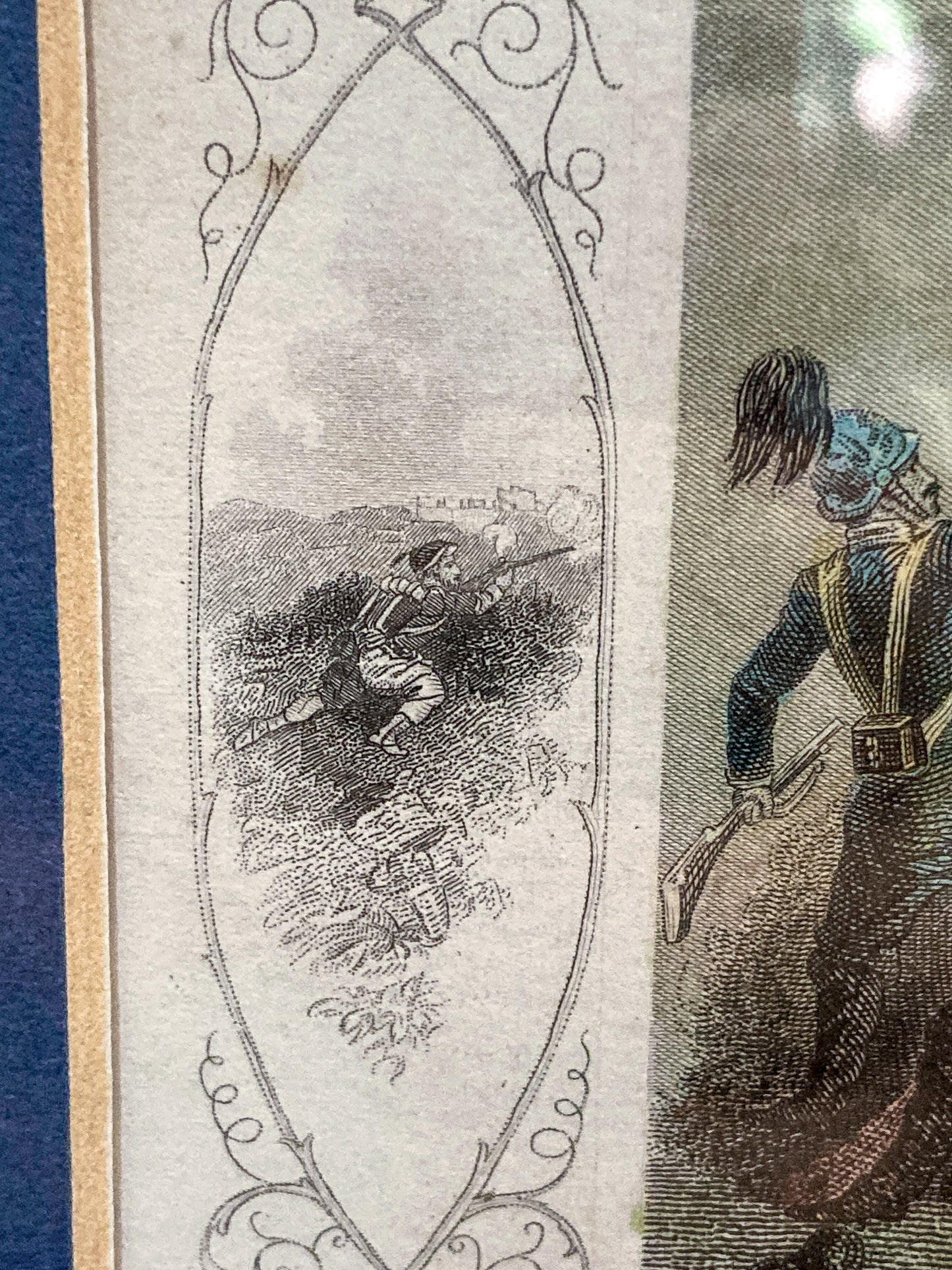 Antique 1854 Pair J. Hine W. Hulland Framed Crimean War Color Lithographs