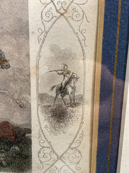Antique 1854 Pair J. Hine W. Hulland Framed Crimean War Color Lithographs