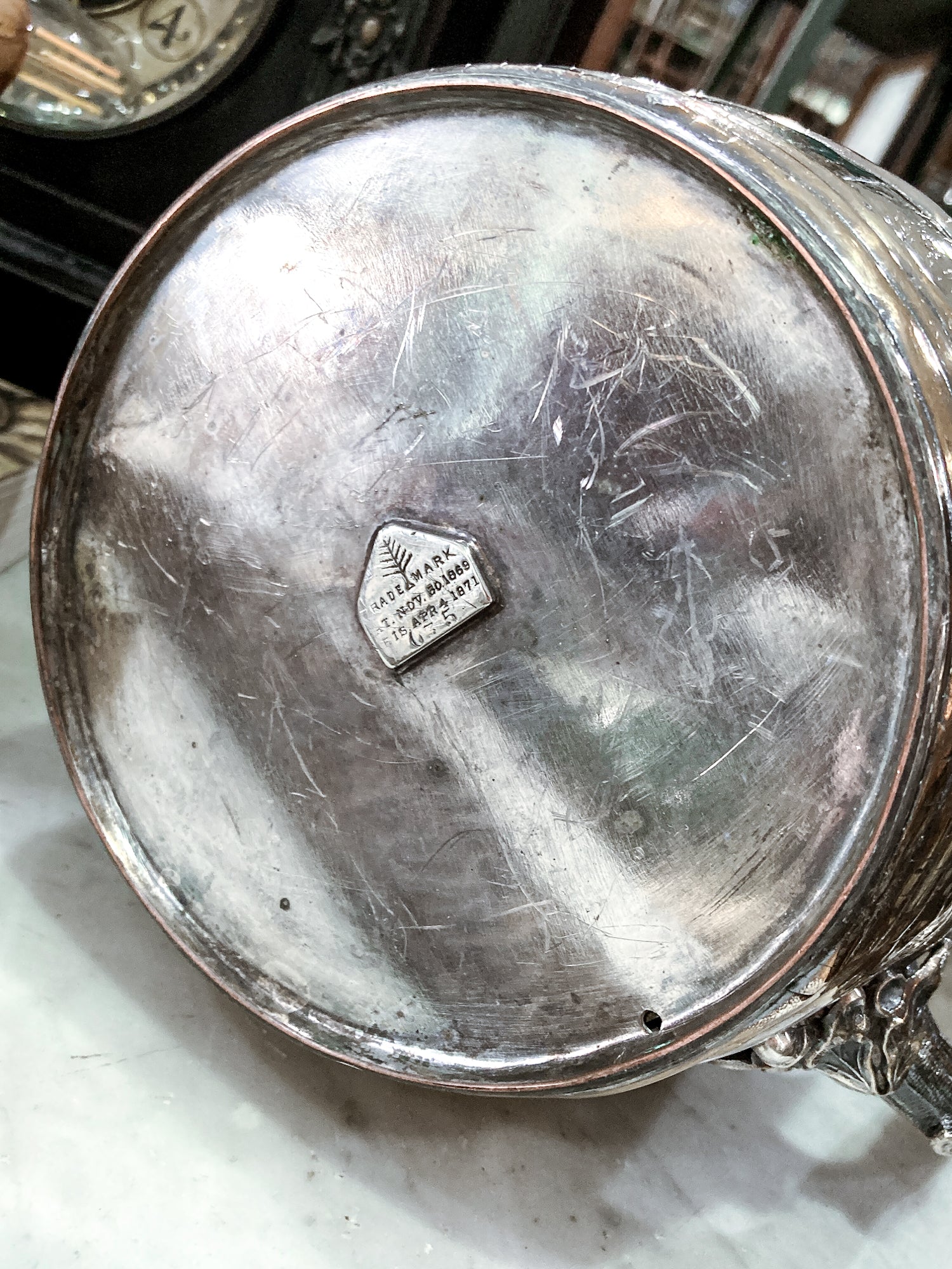 Antique 1870 Adams Hallock & Co Silver Plated Leaf Barrel Silver Plated Water Pitcher