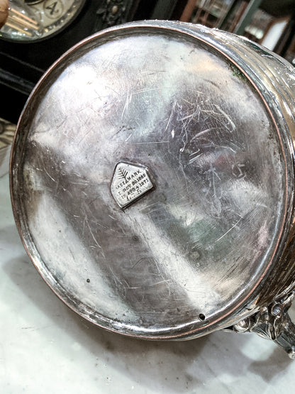 Antique 1870 Adams Hallock & Co Silver Plated Leaf Barrel Silver Plated Water Pitcher