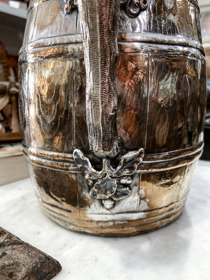 Antique 1870 Adams Hallock & Co Silver Plated Leaf Barrel Silver Plated Water Pitcher