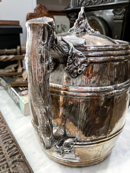 Antique 1870 Adams Hallock & Co Silver Plated Leaf Barrel Silver Plated Water Pitcher