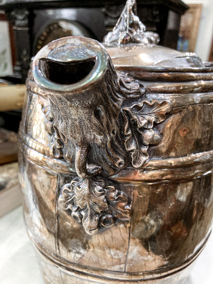 Antique 1870 Adams Hallock & Co Silver Plated Leaf Barrel Silver Plated Water Pitcher