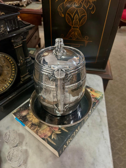 Antique 1870 Adams Hallock & Co Silver Plated Leaf Barrel Silver Plated Water Pitcher