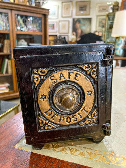 Antique 1890s Henry Hart Co Cast Iron Safe Coin Deposit Still Piggy Bank