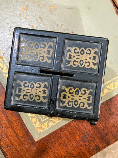 Antique 1890s Henry Hart Co Cast Iron Safe Coin Deposit Still Piggy Bank