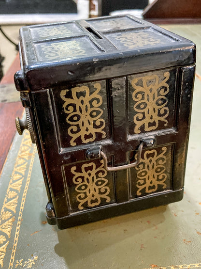 Antique 1890s Henry Hart Co Cast Iron Safe Coin Deposit Still Piggy Bank